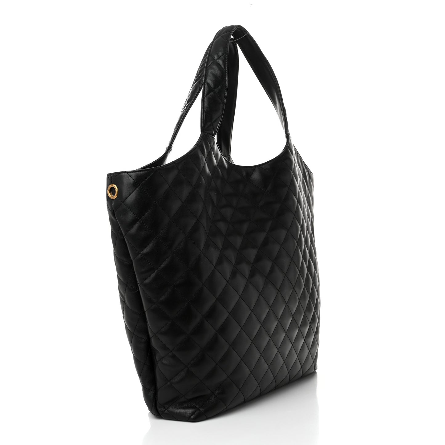 Lambskin Quilted Maxi Icare Shopping Tote Black