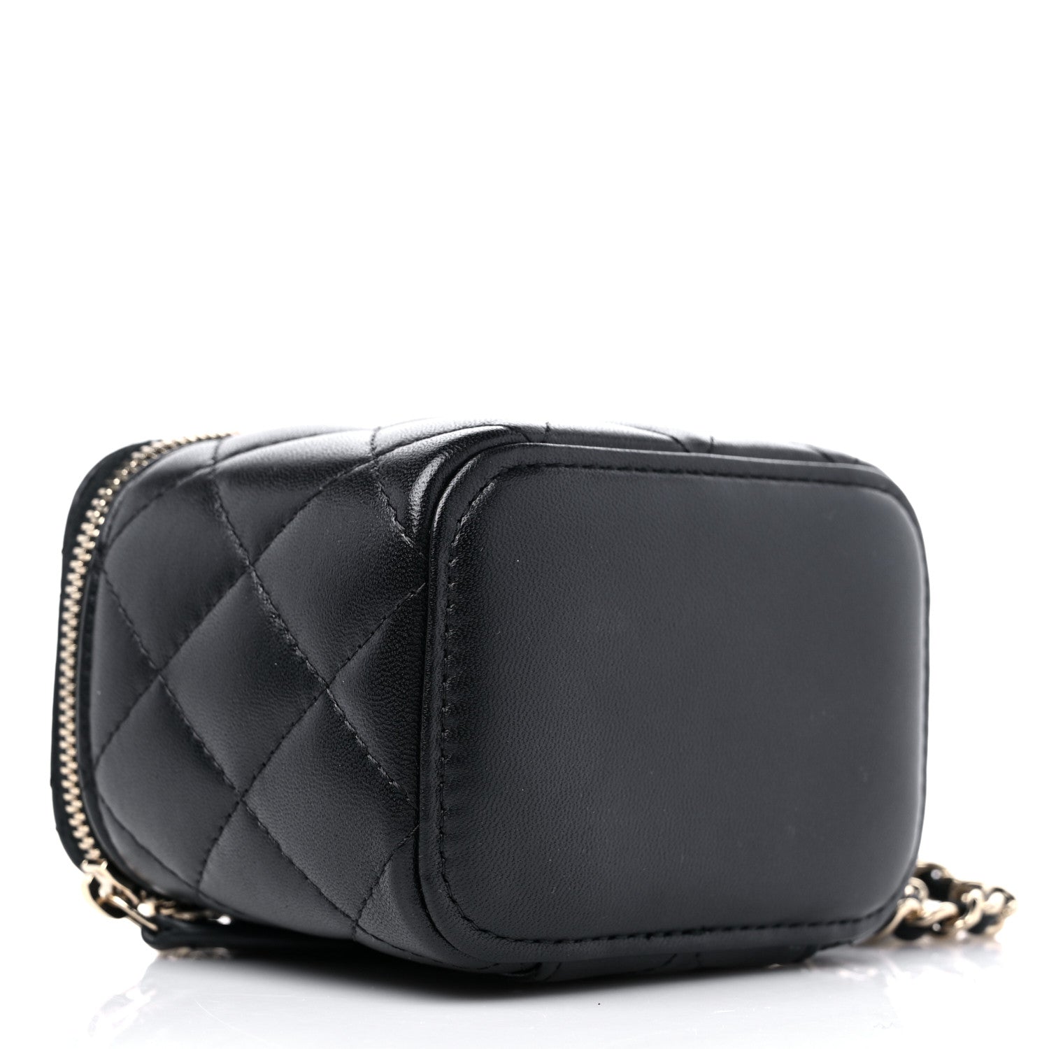 Chanel Lambskin Quilted Top Handle Mini Vanity Case With Chain Black 4 of 9