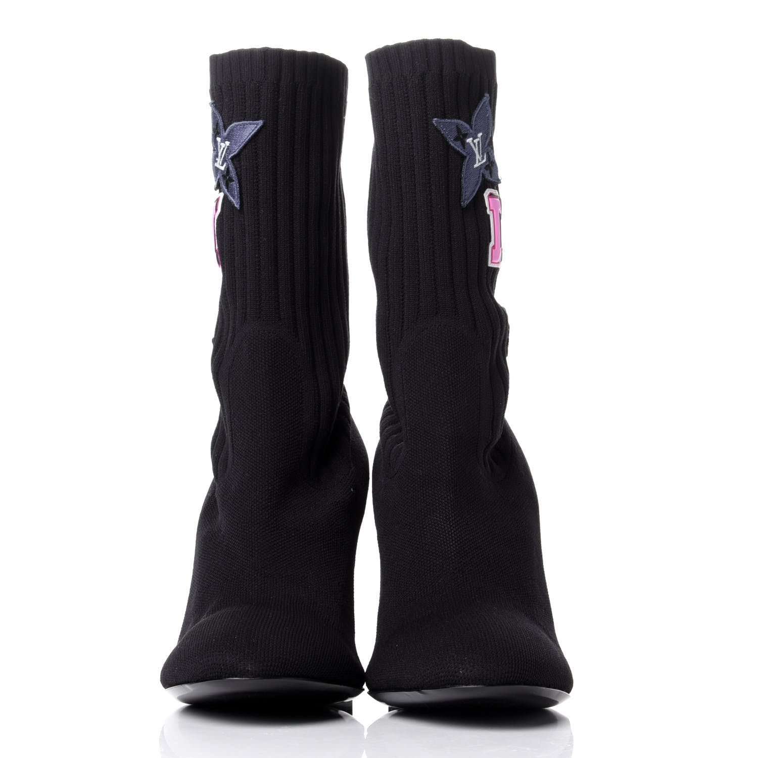 Louis Vuitton Stretch Fabric LV Black Heart Sock Ankle Boots 40 Black 2 of 10