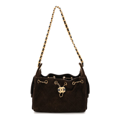 Chanel Suede Quilted Mini Chanel 25 Handbag Dark Brown 1 of 11