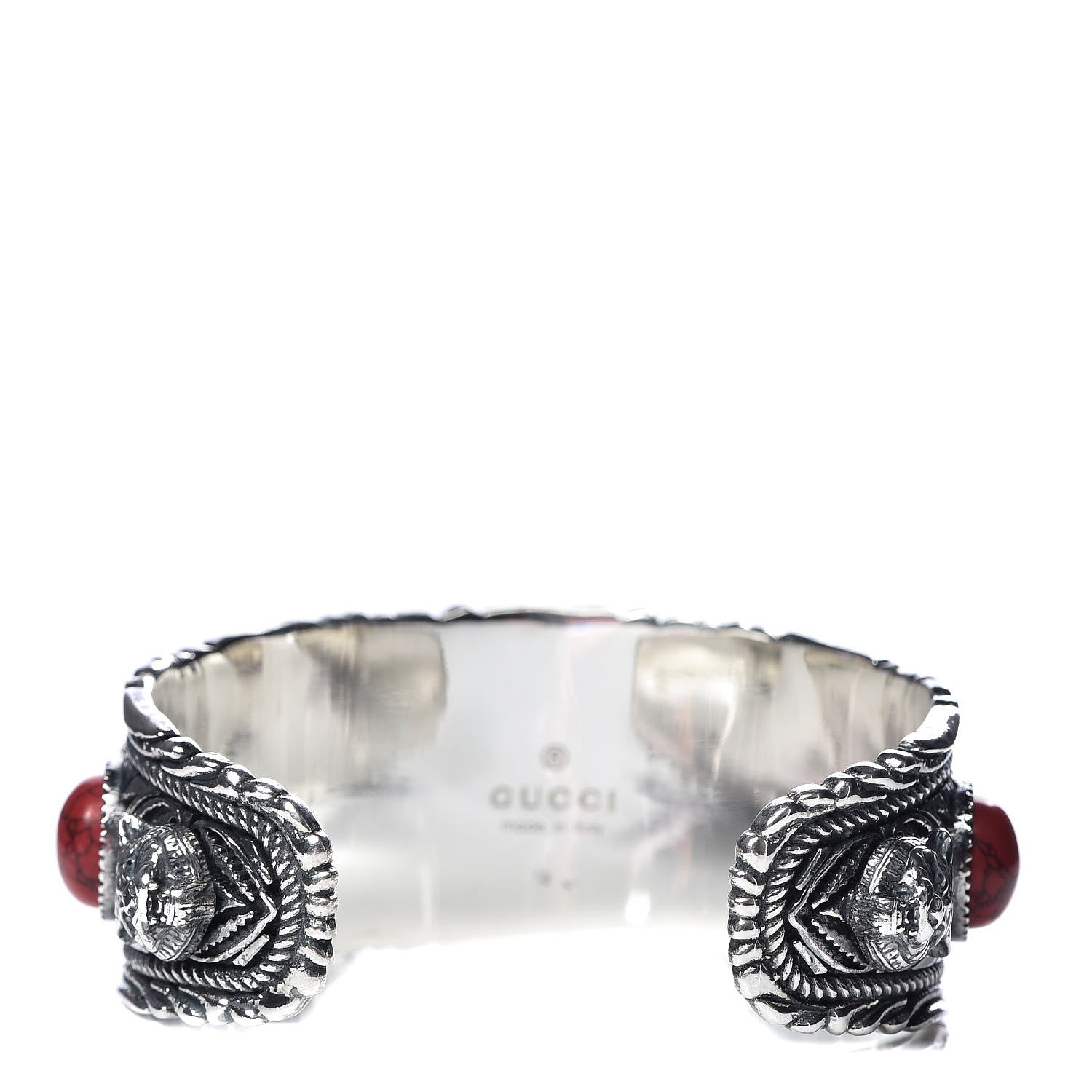 Gucci Sterling Silver Jasper Garden Cuff Bracelet Red 3 of 5