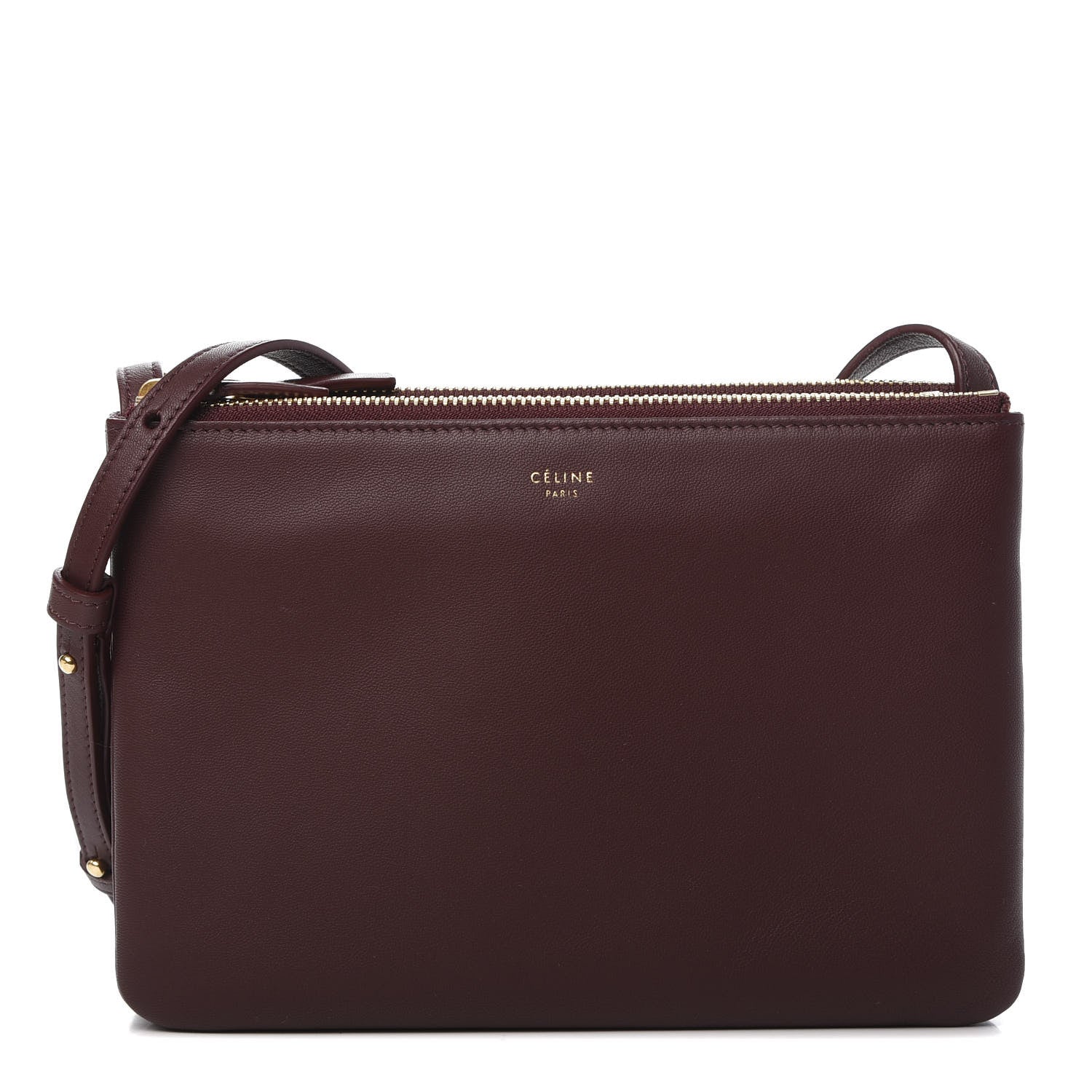 Celine Smooth Lambskin Small Trio Crossbody Bag Burgundy 1 of 9