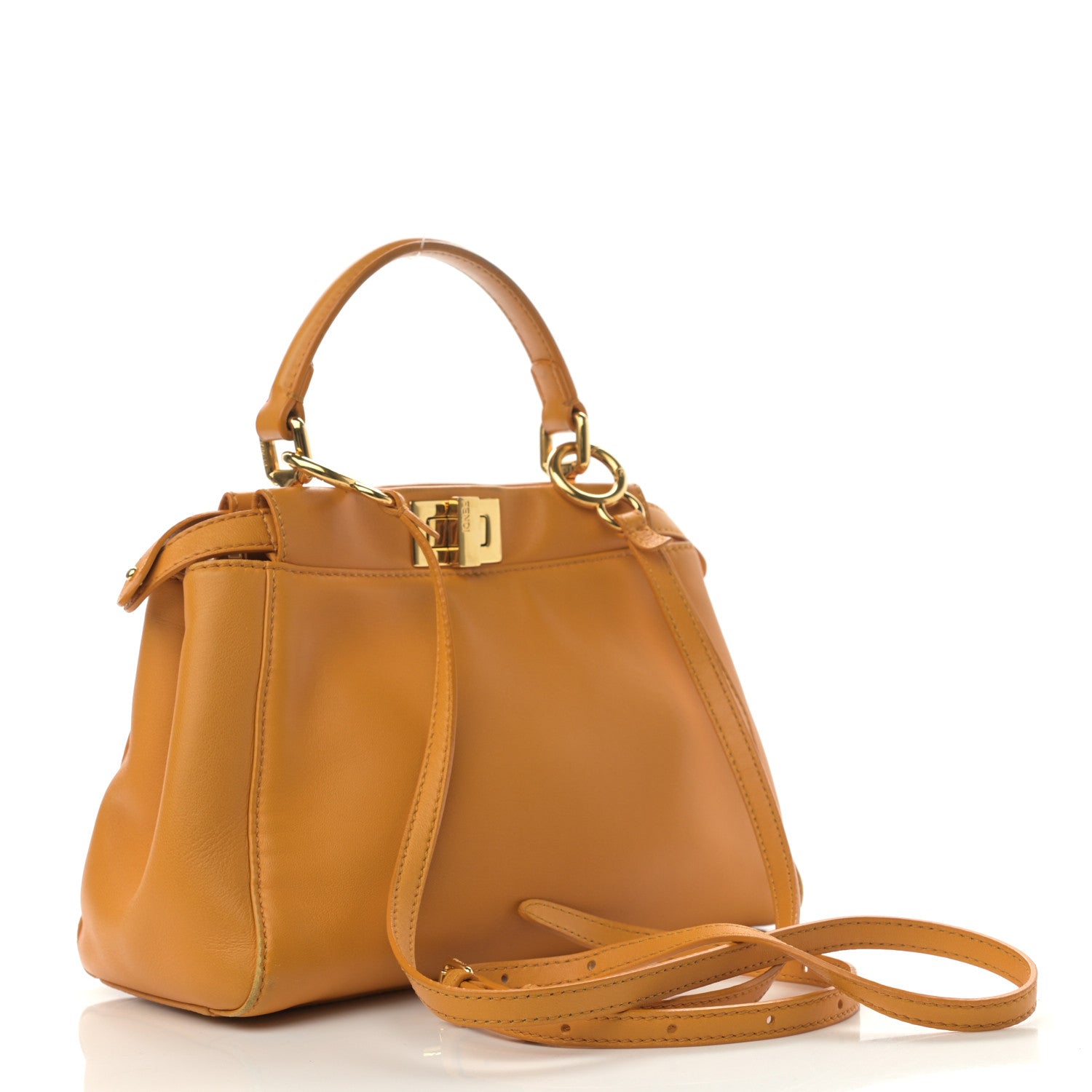 Fendi Nappa Mini Peekaboo Iconic Satchel Giallo Syrup 3 of 21
