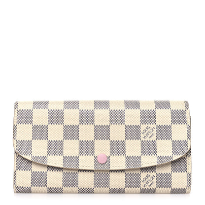 Louis Vuitton Damier Azur Emilie Wallet Rose Ballerine 1 of 10