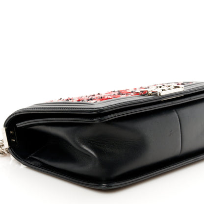 Chanel Lambskin Tweed Woven Medium Chevron Boy Flap Red White Black 9 of 10