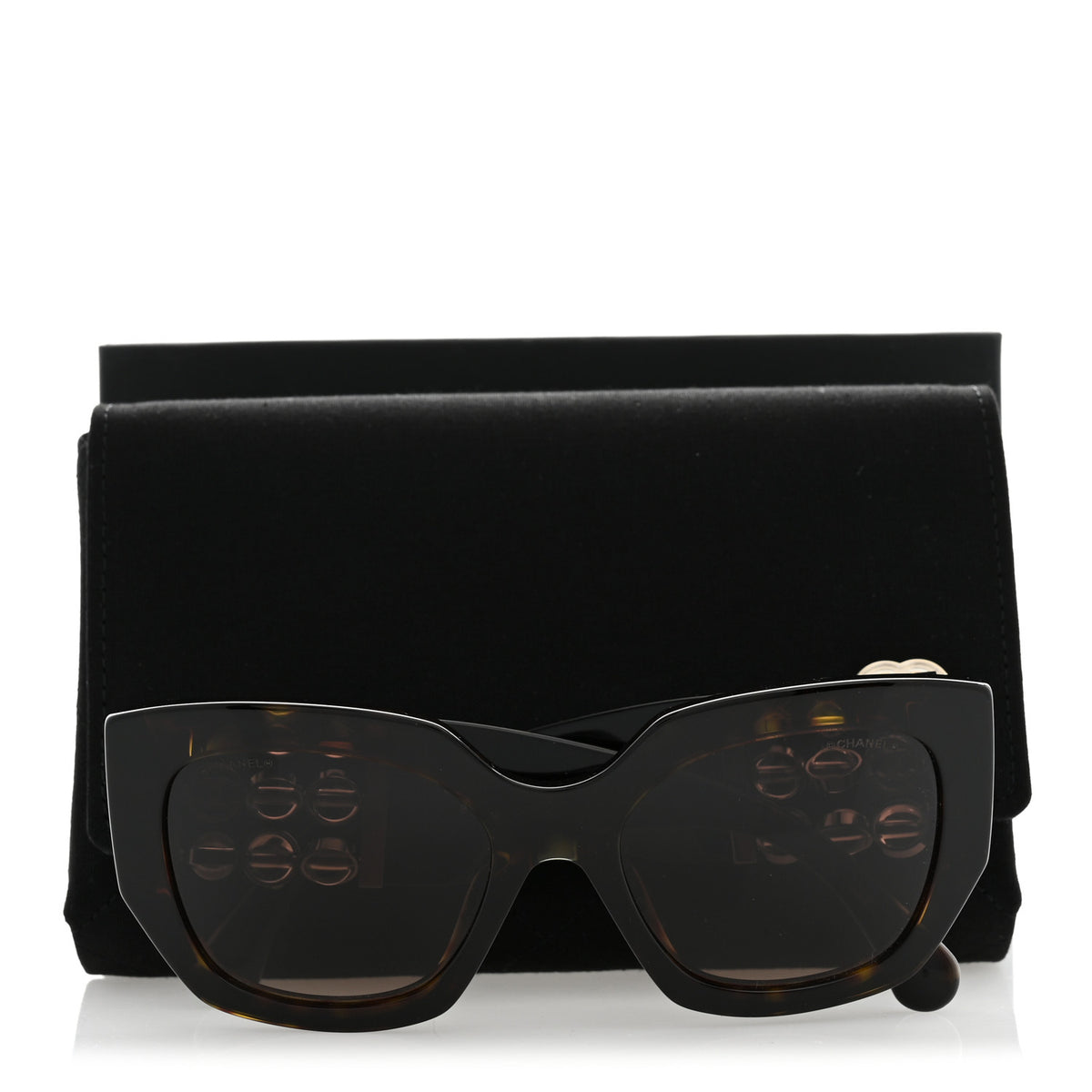 Acetate Glass Pearl Polarized Oval Sunglasses 5545-A Tortoise