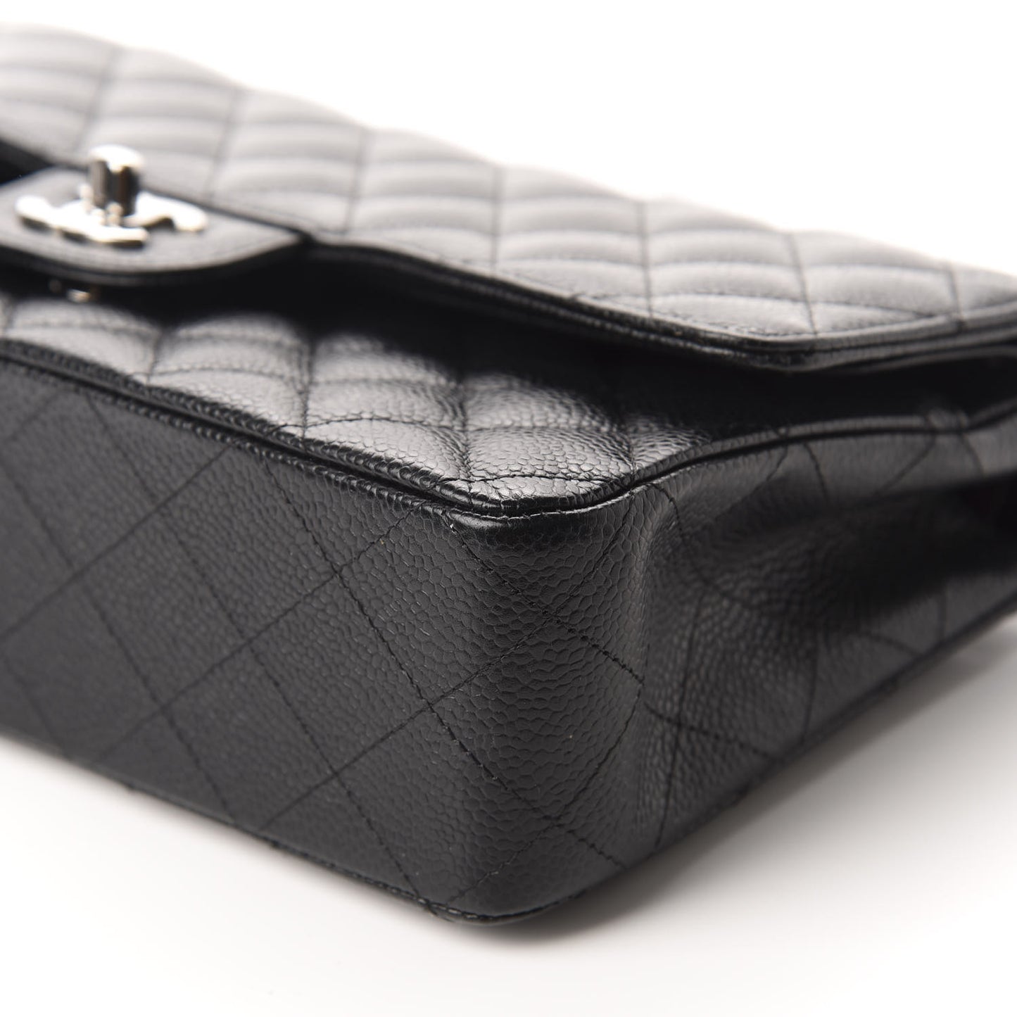 Caviar Quilted Medium Double Flap Black