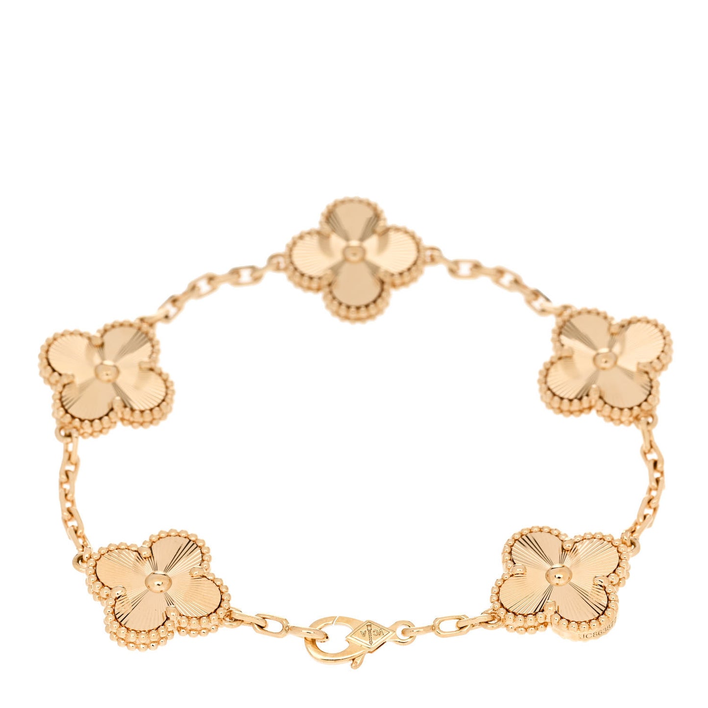 18K Yellow Gold 5 Motifs Guilloche Vintage Alhambra Bracelet
