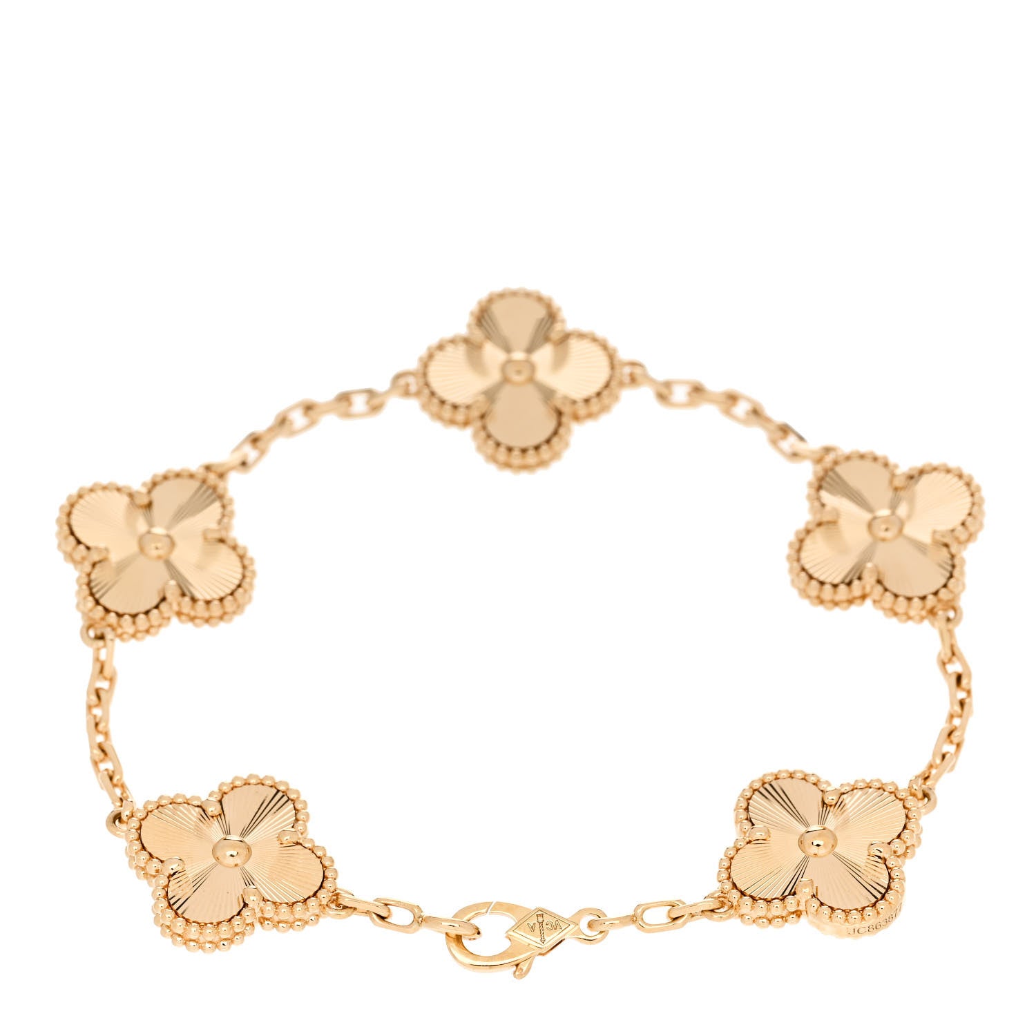 Van Cleef & Arpels 18K Yellow Gold 5 Motifs Guilloche Vintage Alhambra Bracelet 2 of 5