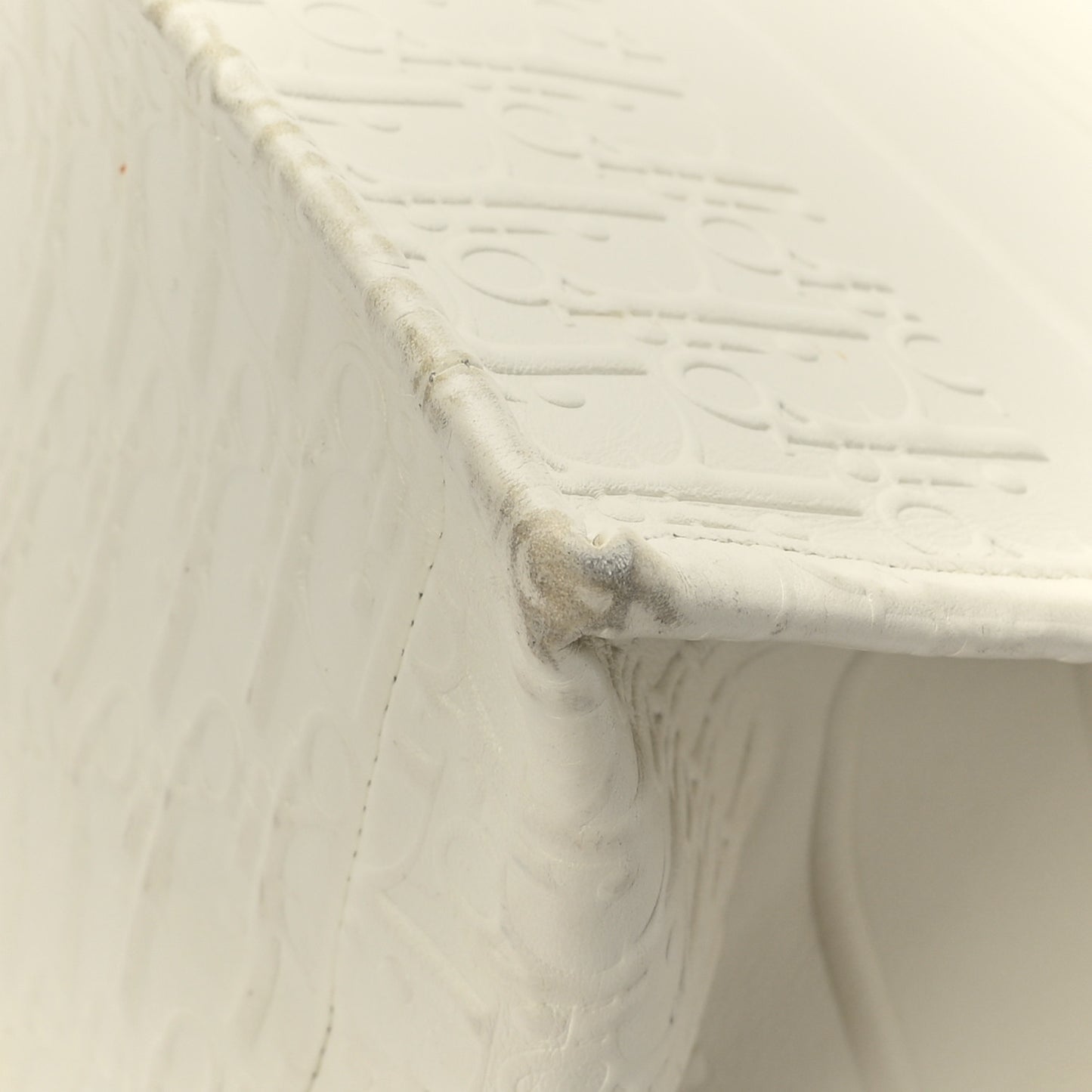 Oblique Calfskin Embossed Medium Book Tote Ivory