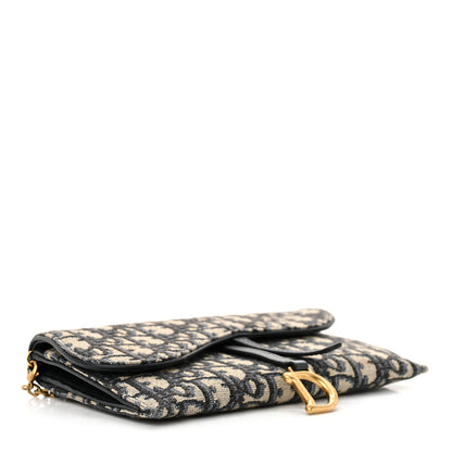 Christian Dior Oblique Saddle Chain Long Wallet Blue 5 of 14