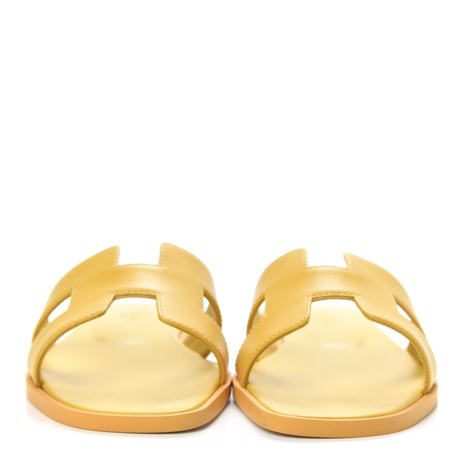 Hermes Calfskin Oran Sandals 35 Jaune Citron 2 of 9
