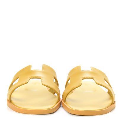 Hermes Calfskin Oran Sandals 35 Jaune Citron 2 of 9