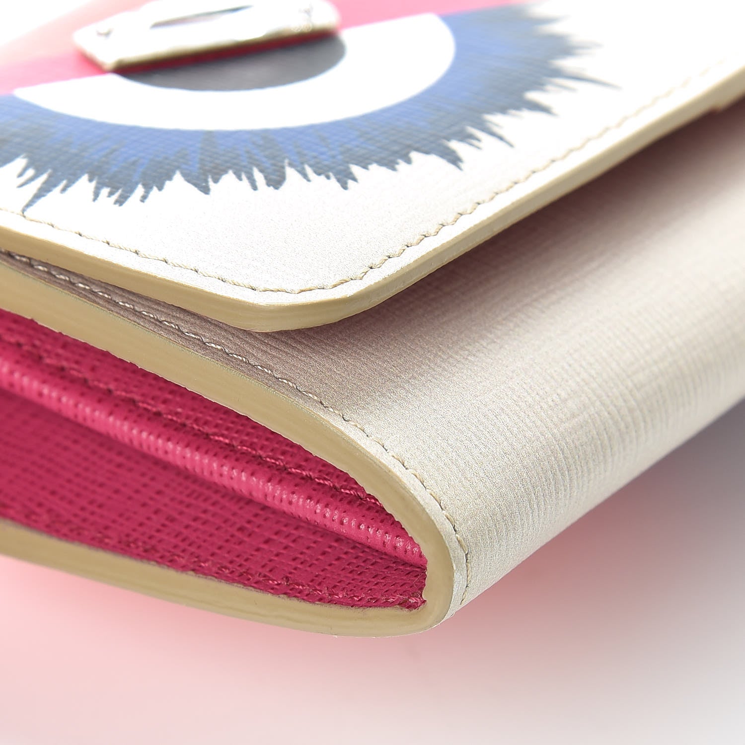 Fendi Vitello Elite Crystal Eye Monster Continental Wallet on Chain Bellini Multicolor 7 of 9