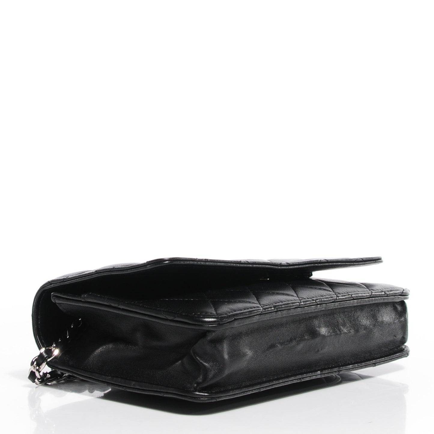Lambskin Quilted Wallet on Chain WOC Black