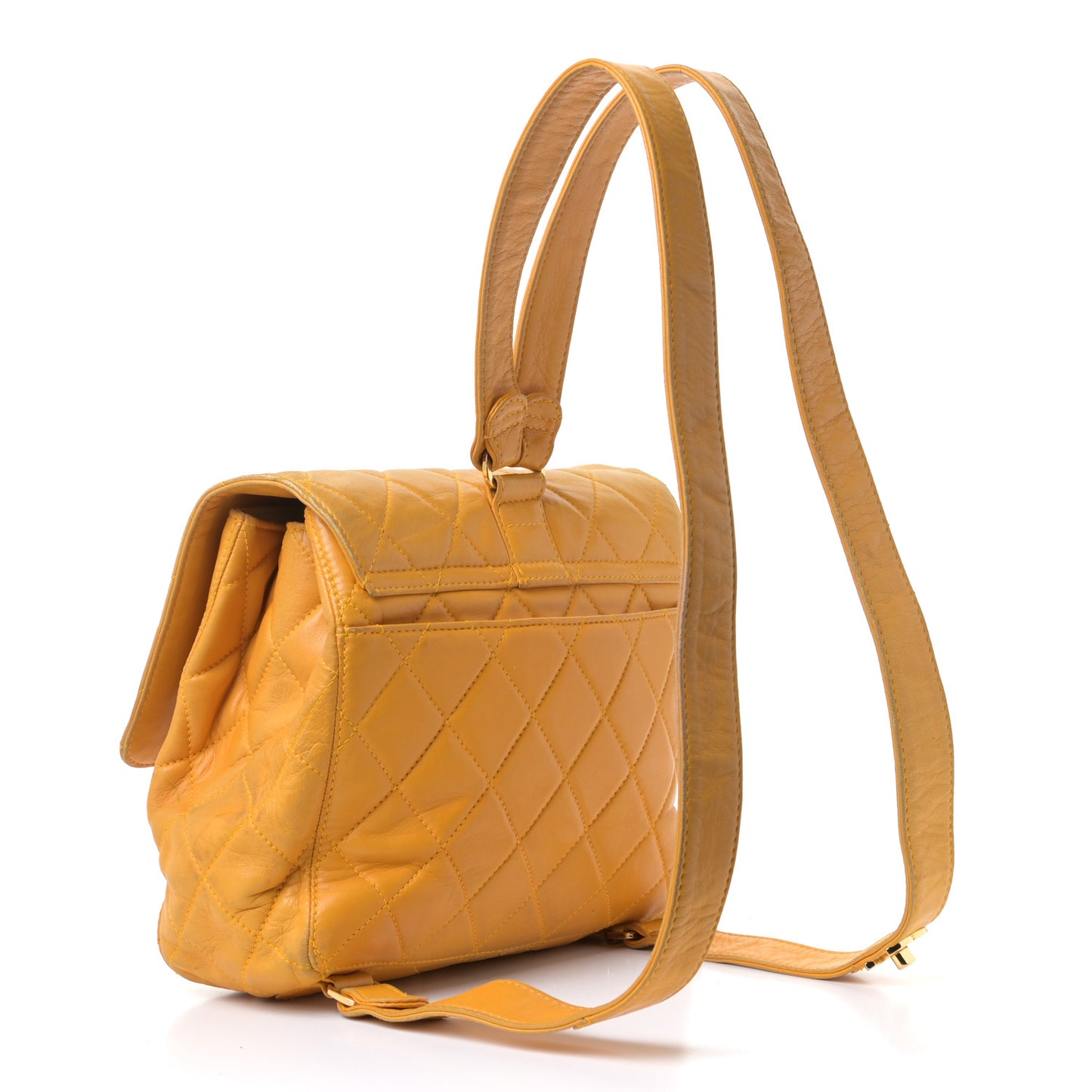 Lambskin Quilted Backpack Yellow