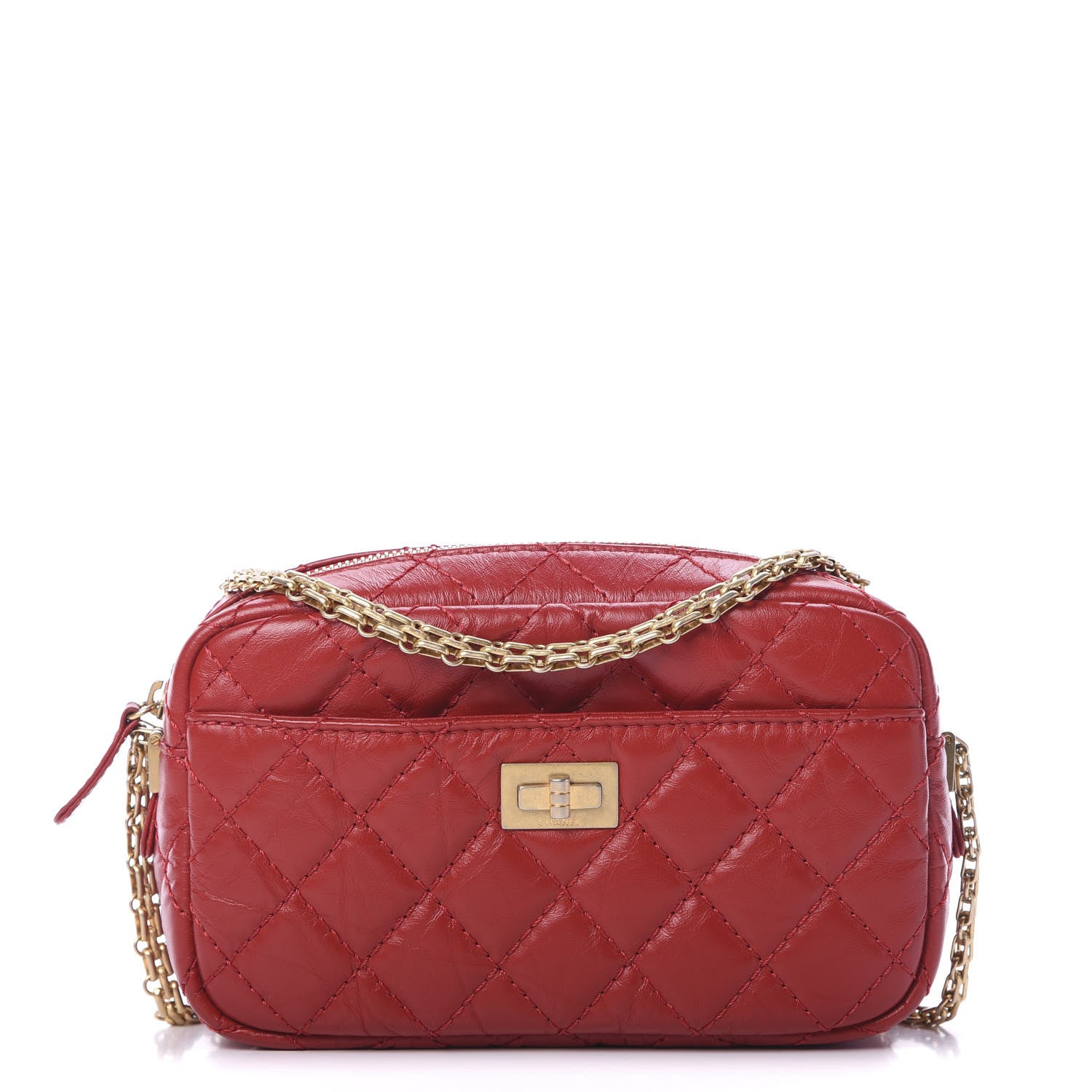 Chanel Aged Calfskin Quilted Mini Reissue Camera Case Red 1 of 9