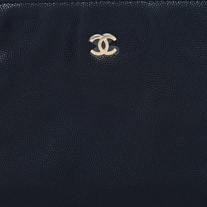 Chanel Caviar CC Wrist Pouch Navy Blue 6 of 8