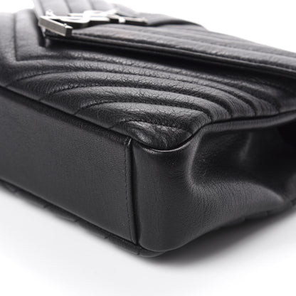 Saint Laurent Sheepskin Matelasse Chevron Monogram Medium College Bag Black 7 of 12