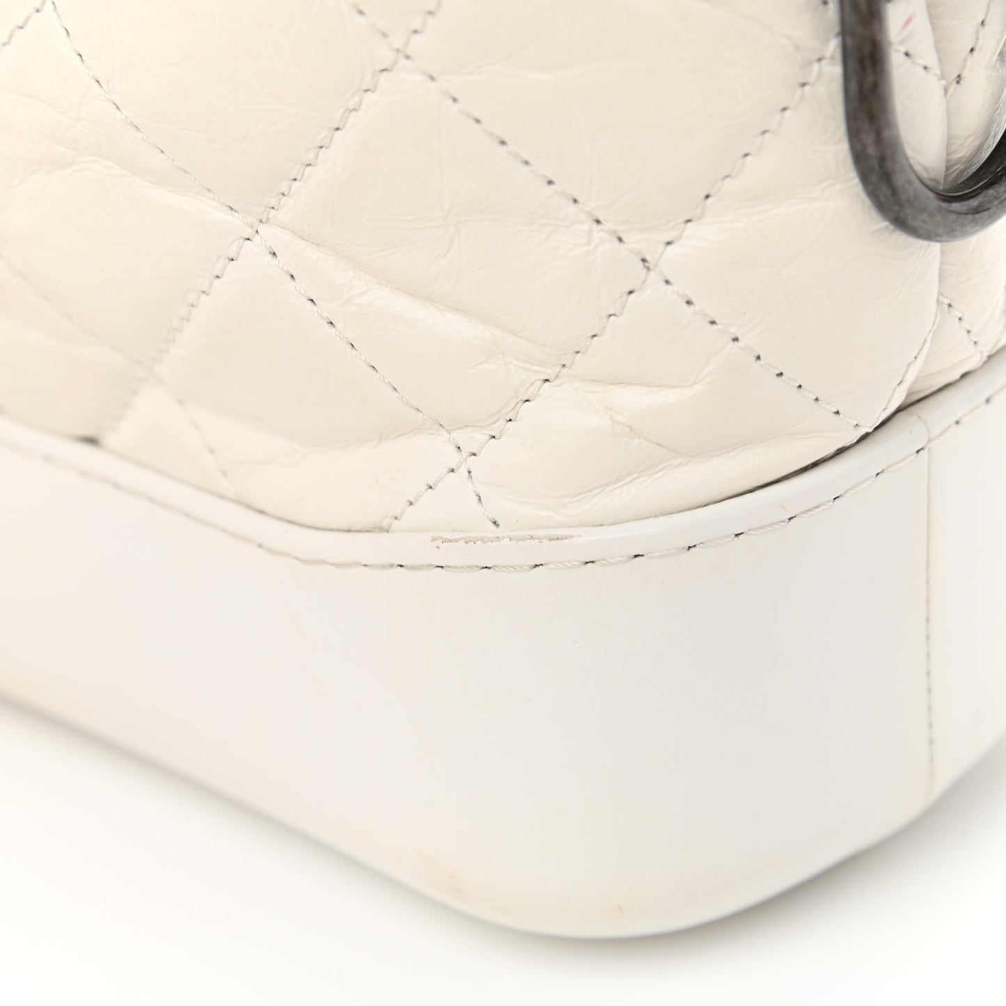 Aged Calfskin Quilted Small Gabrielle Hobo White