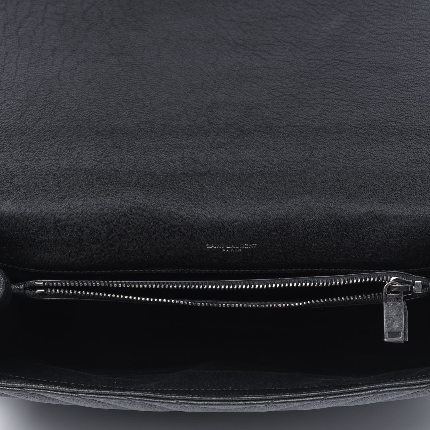 Saint Laurent Sheepskin Matelasse Chevron Monogram Large College Satchel Black 4 of 16