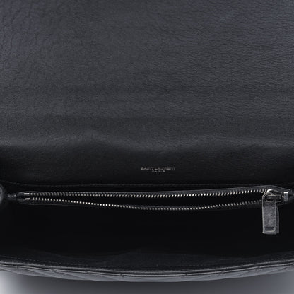 Saint Laurent Sheepskin Matelasse Chevron Monogram Large College Satchel Black 4 of 16
