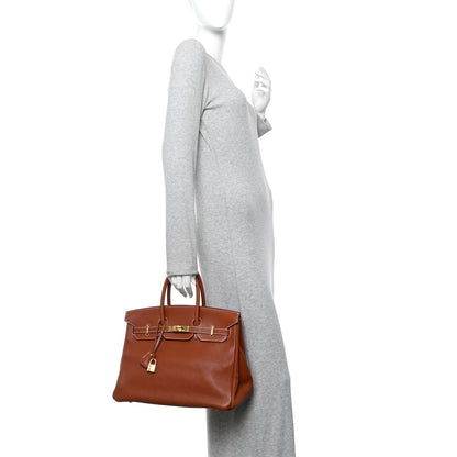 Hermes Taurillon Clemence BIRKIN 35 Gold 2 of 13