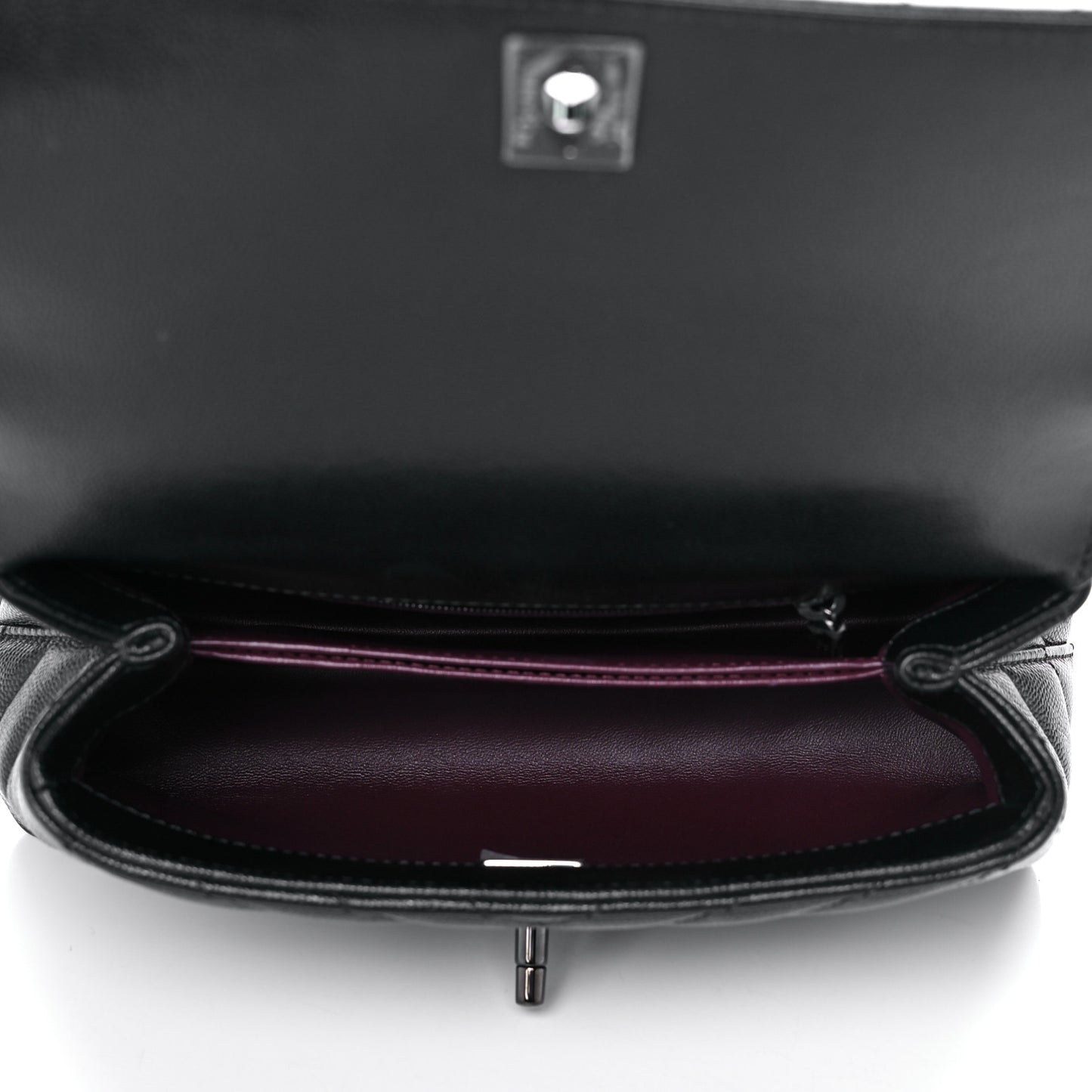 Caviar Chevron Quilted Mini Coco Handle Flap So Black
