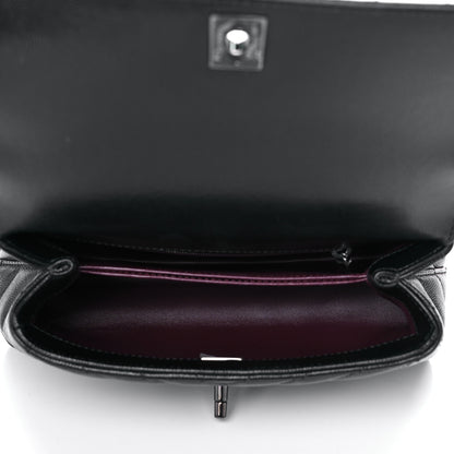 Chanel Caviar Chevron Quilted Mini Coco Handle Flap So Black 5 of 14
