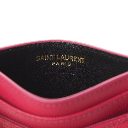 Saint Laurent Grain De Poudre Matelasse Chevron Monogram Credit Card Case Bubblegum 6 of 8