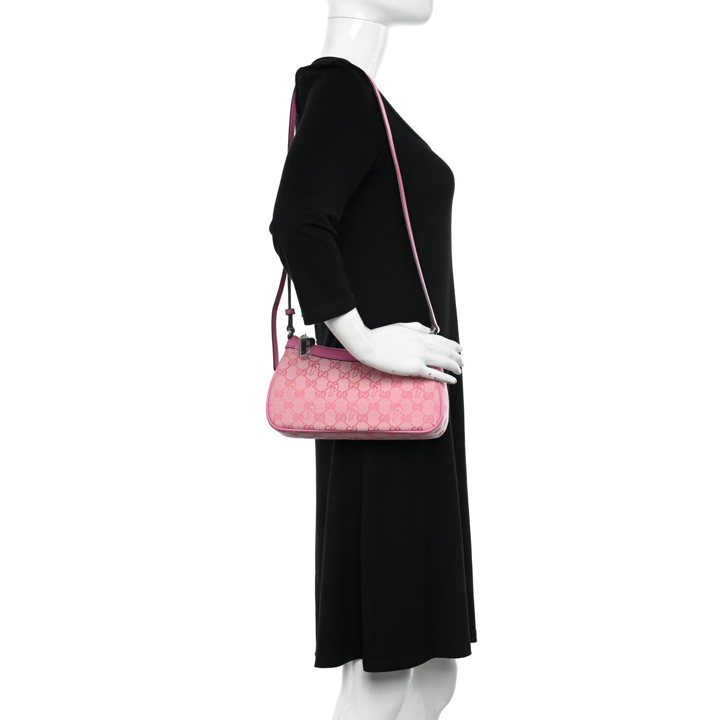 X PALACE GG Supreme Monogram Palace Textured Dollar Calfskin Shoulder Bag Pink Pale Rose Palace