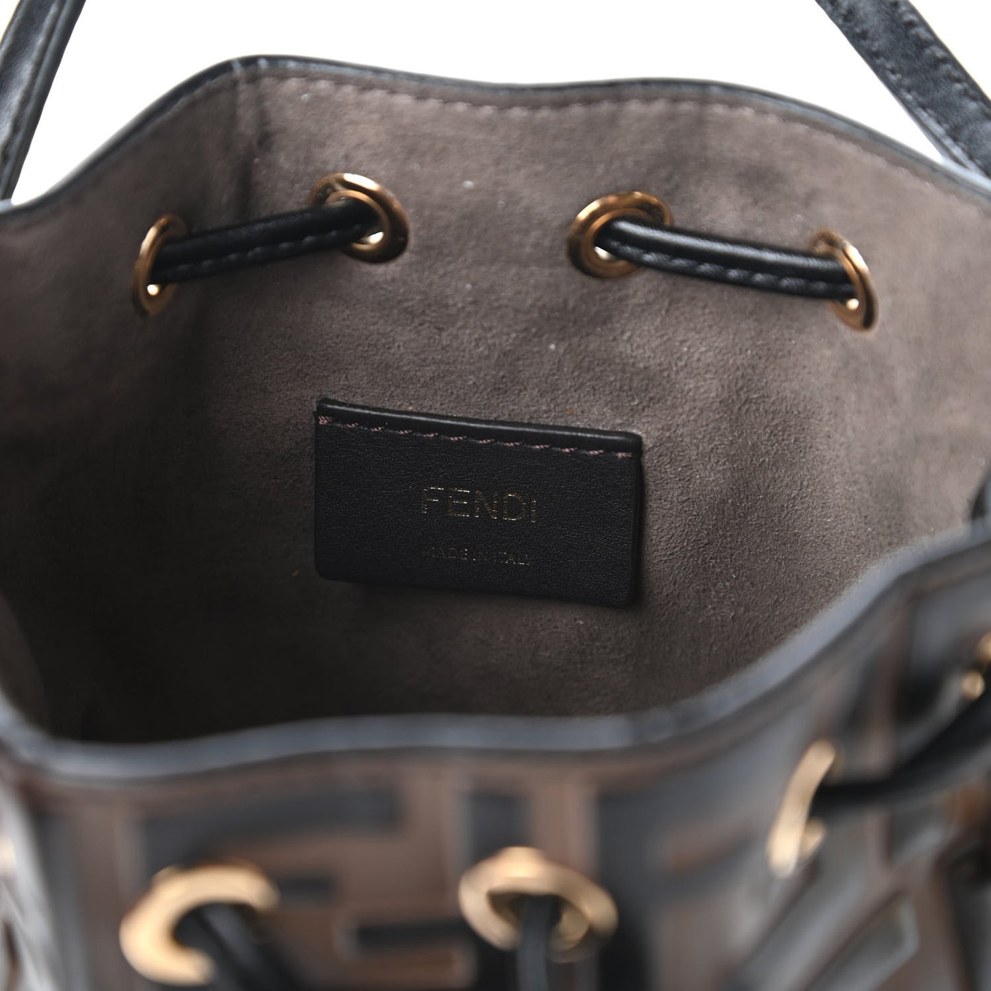 Vitello Liberty F is Fendi Bi-Color FF 1974 Embossed Mini Mon Tresor Bucket Bag Maya Black