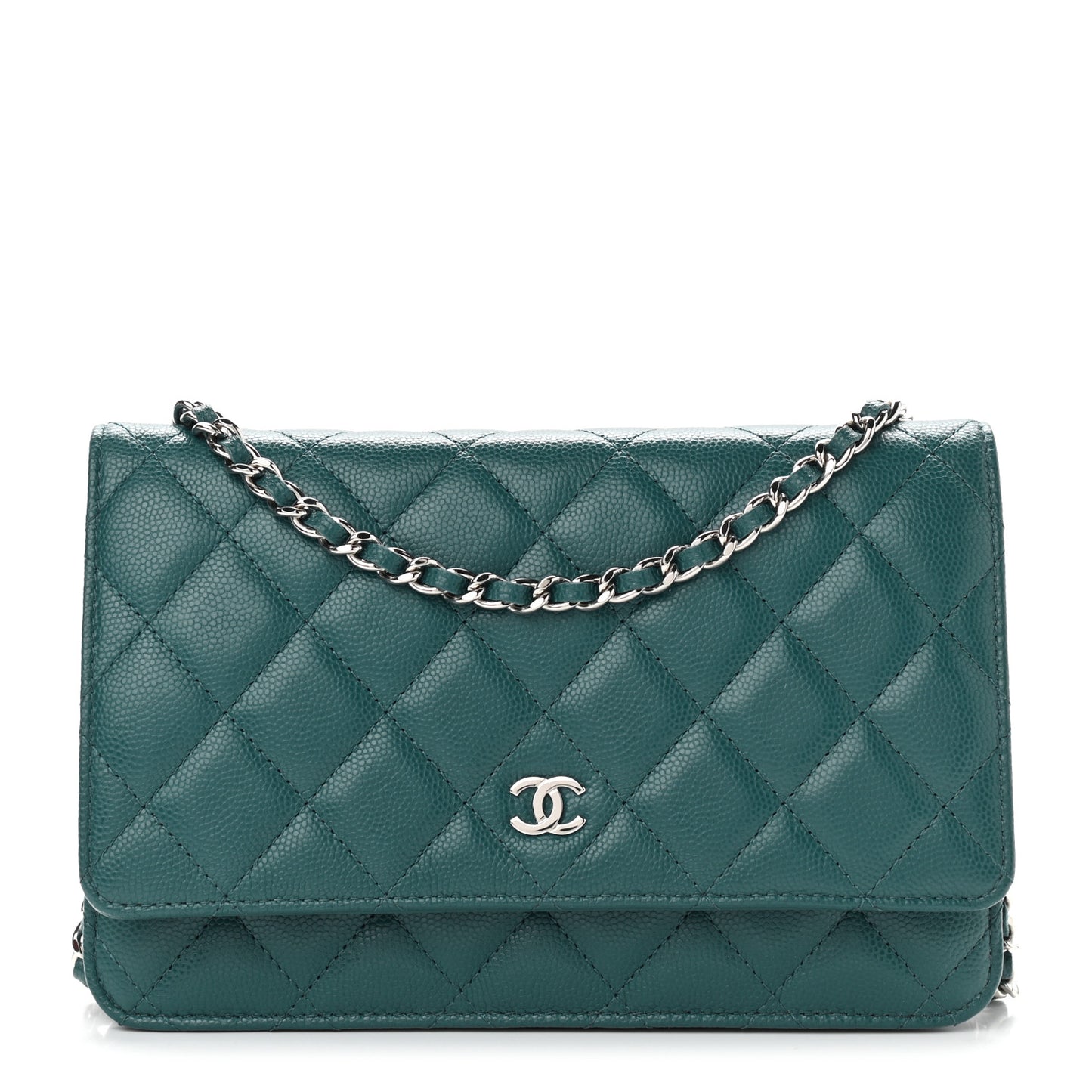 Caviar Quilted Wallet On Chain WOC Turquoise