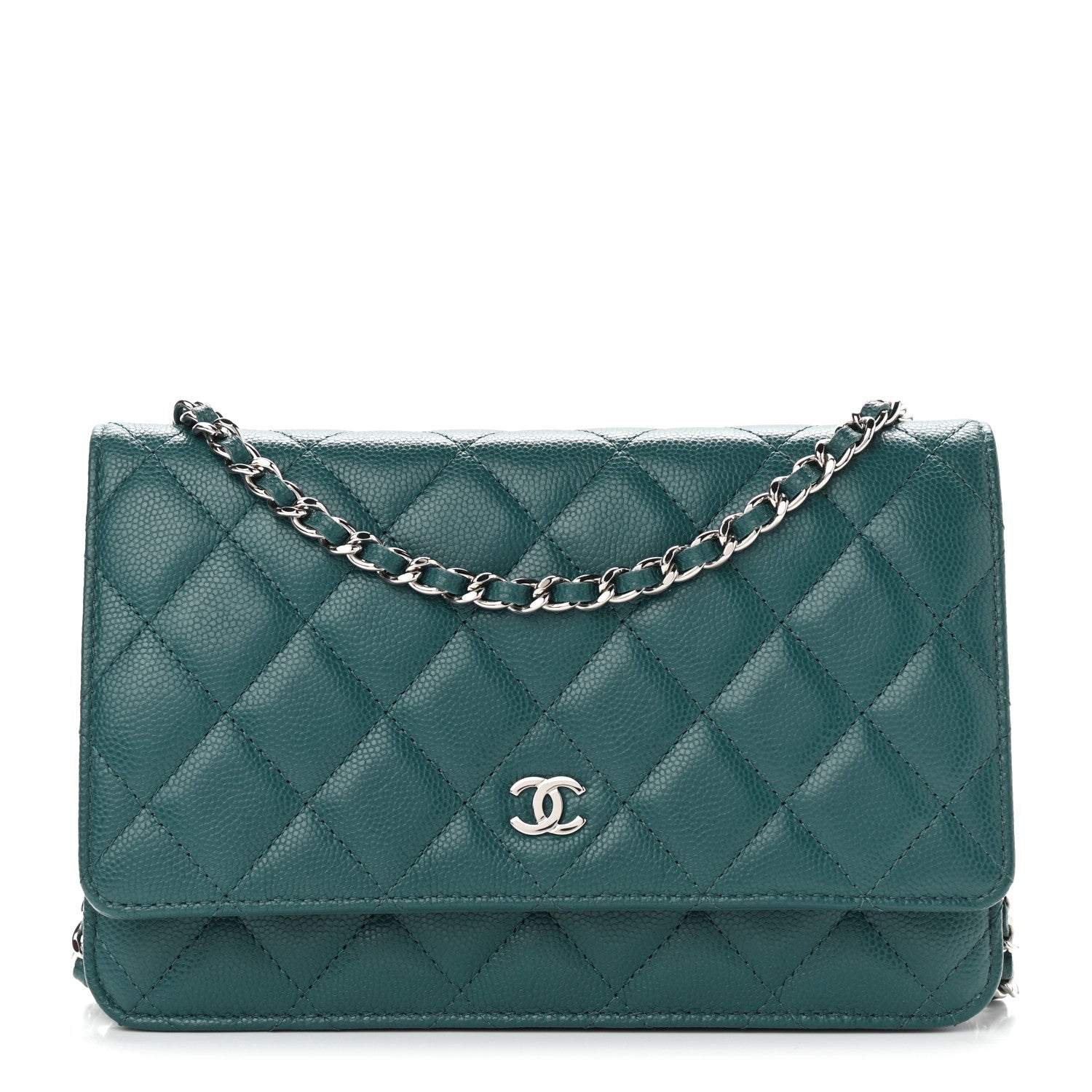 Chanel Caviar Quilted Wallet On Chain WOC Turquoise 1 of 11