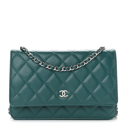 Chanel Caviar Quilted Wallet On Chain WOC Turquoise 1 of 11