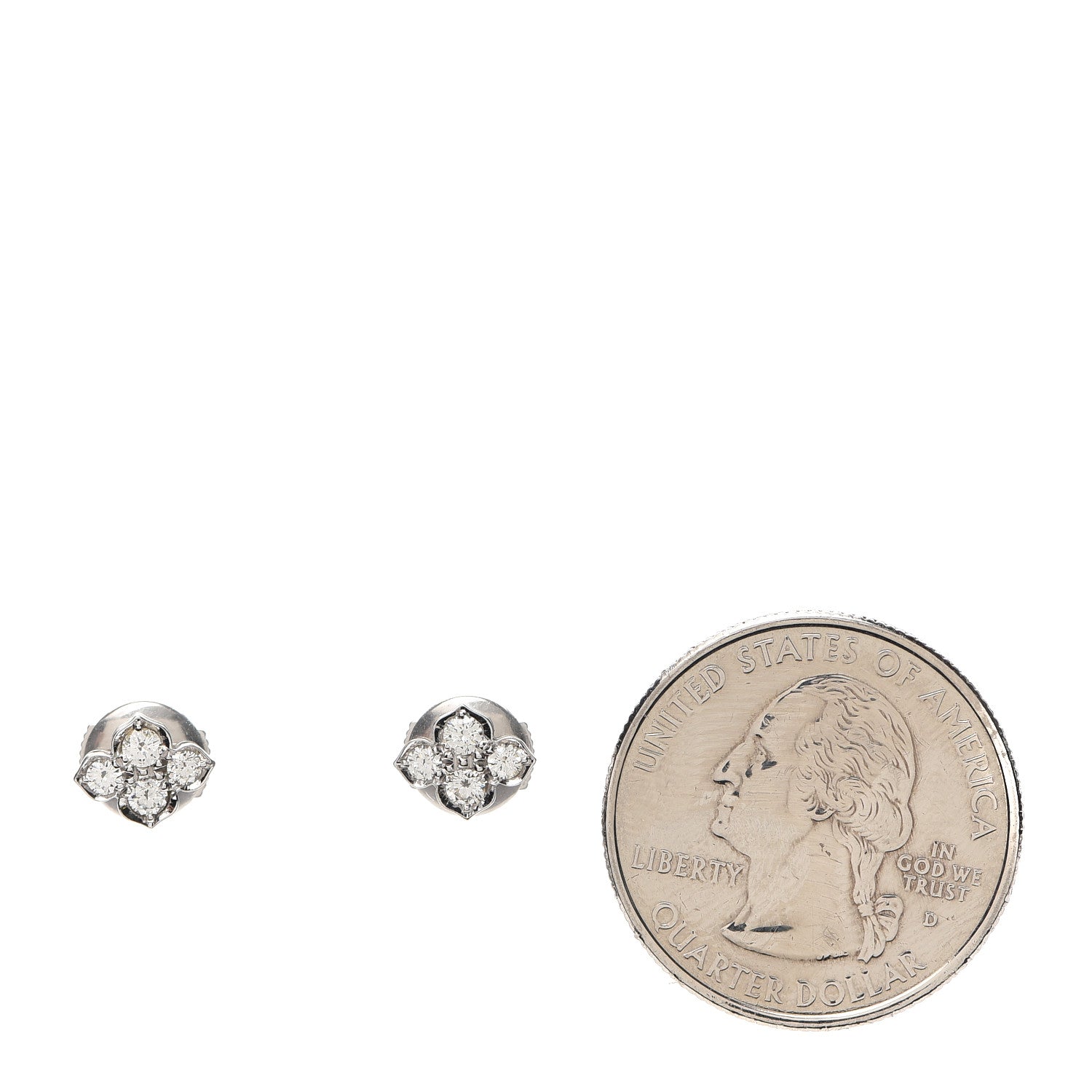 Cartier 18K White Gold Diamond Hindu Floral Earrings 2 of 4