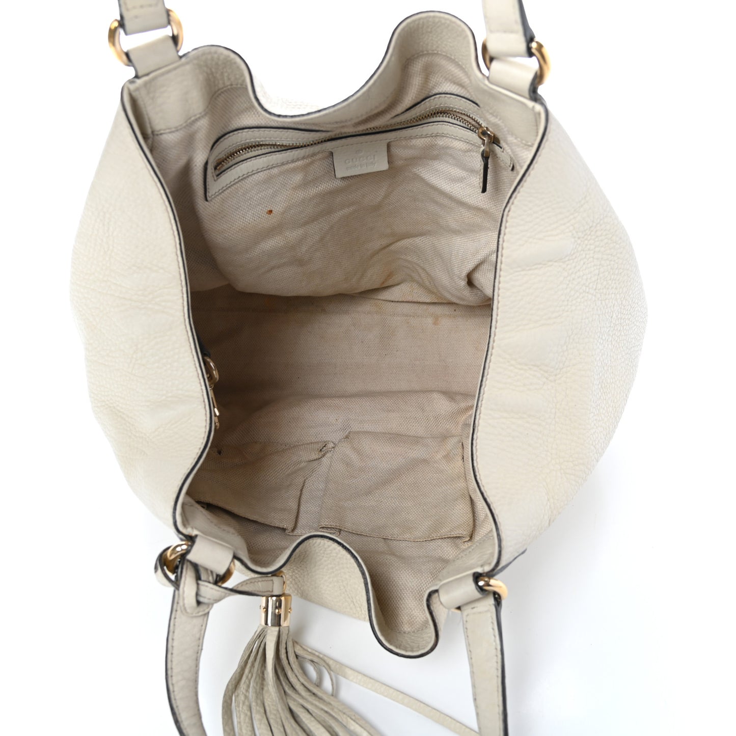 Pebbled Calfskin Medium Soho Shoulder Bag Off White