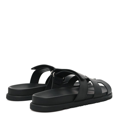 Hermes Calfskin Womens Chypre Sandals 38.5 Black 5 of 10