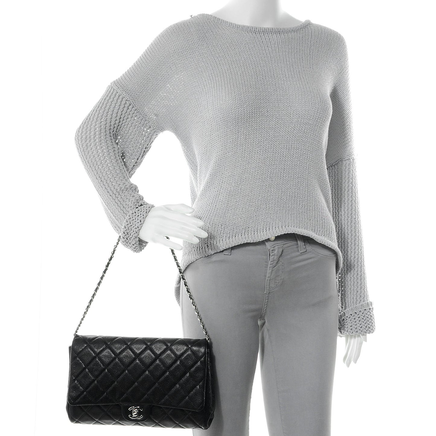 Caviar Quilted Clutch Flap Black