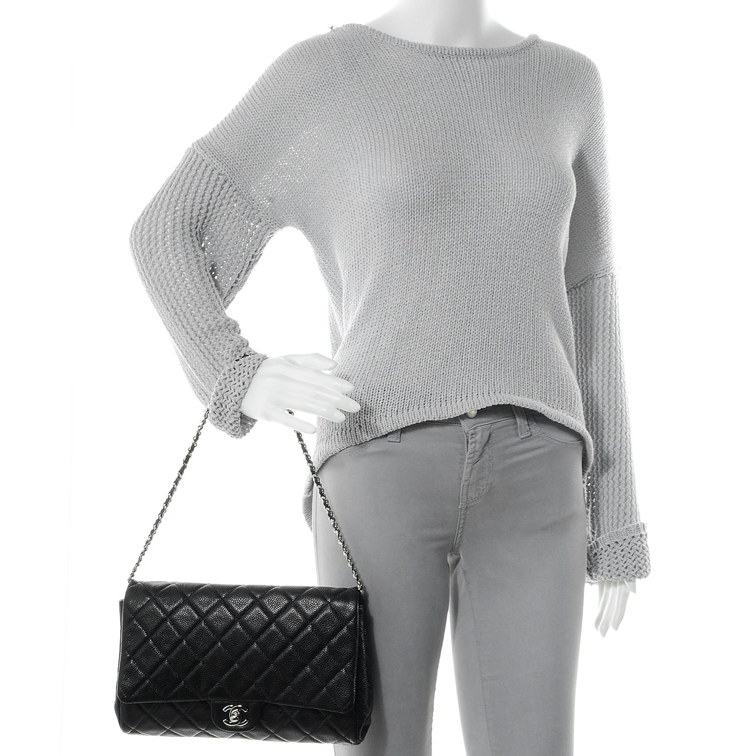 Chanel Caviar Quilted Clutch Flap Black 2 of 8