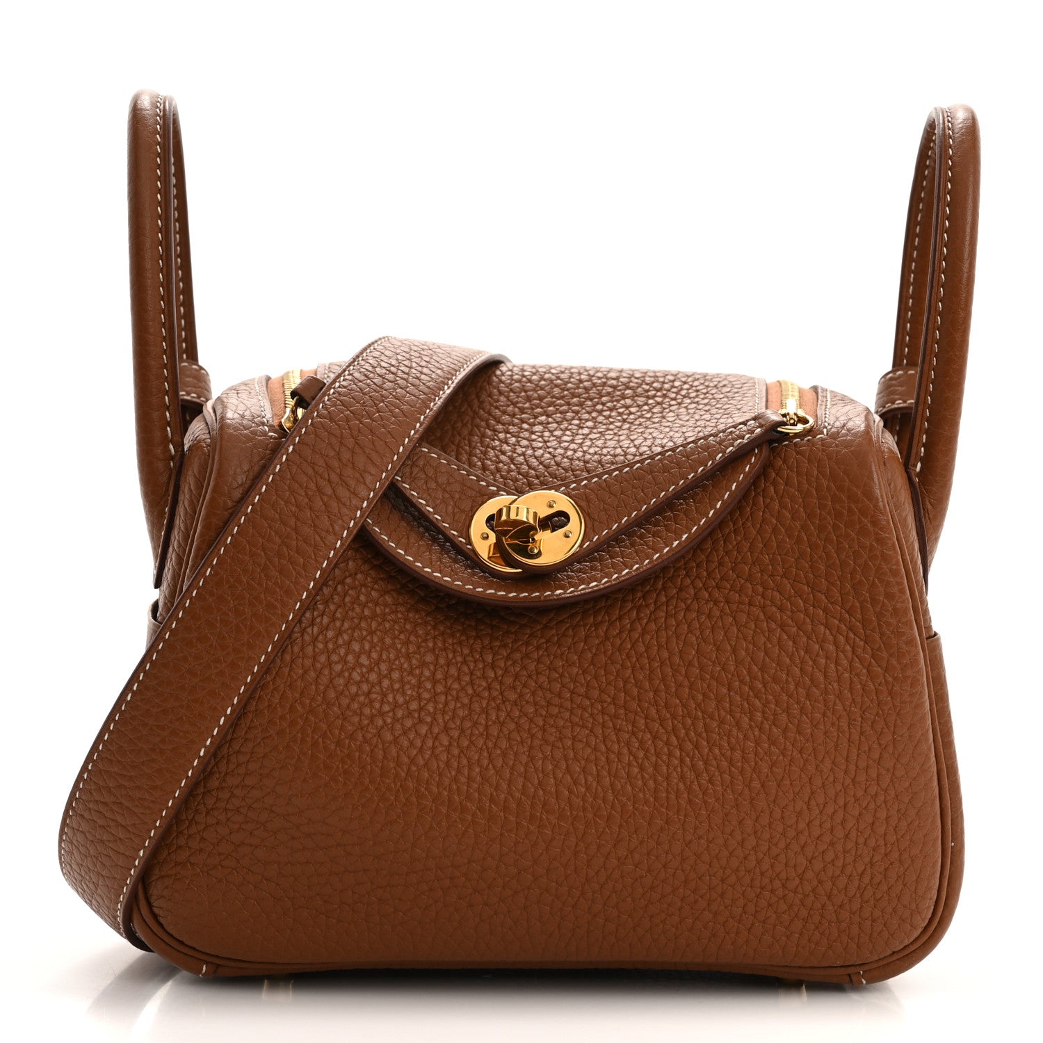 Hermes Taurillon Clemence Mini Lindy 20 Gold 1 of 12