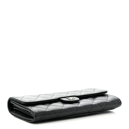 Chanel Caviar Quilted Large Gusset Flap Wallet Black 4 of 9