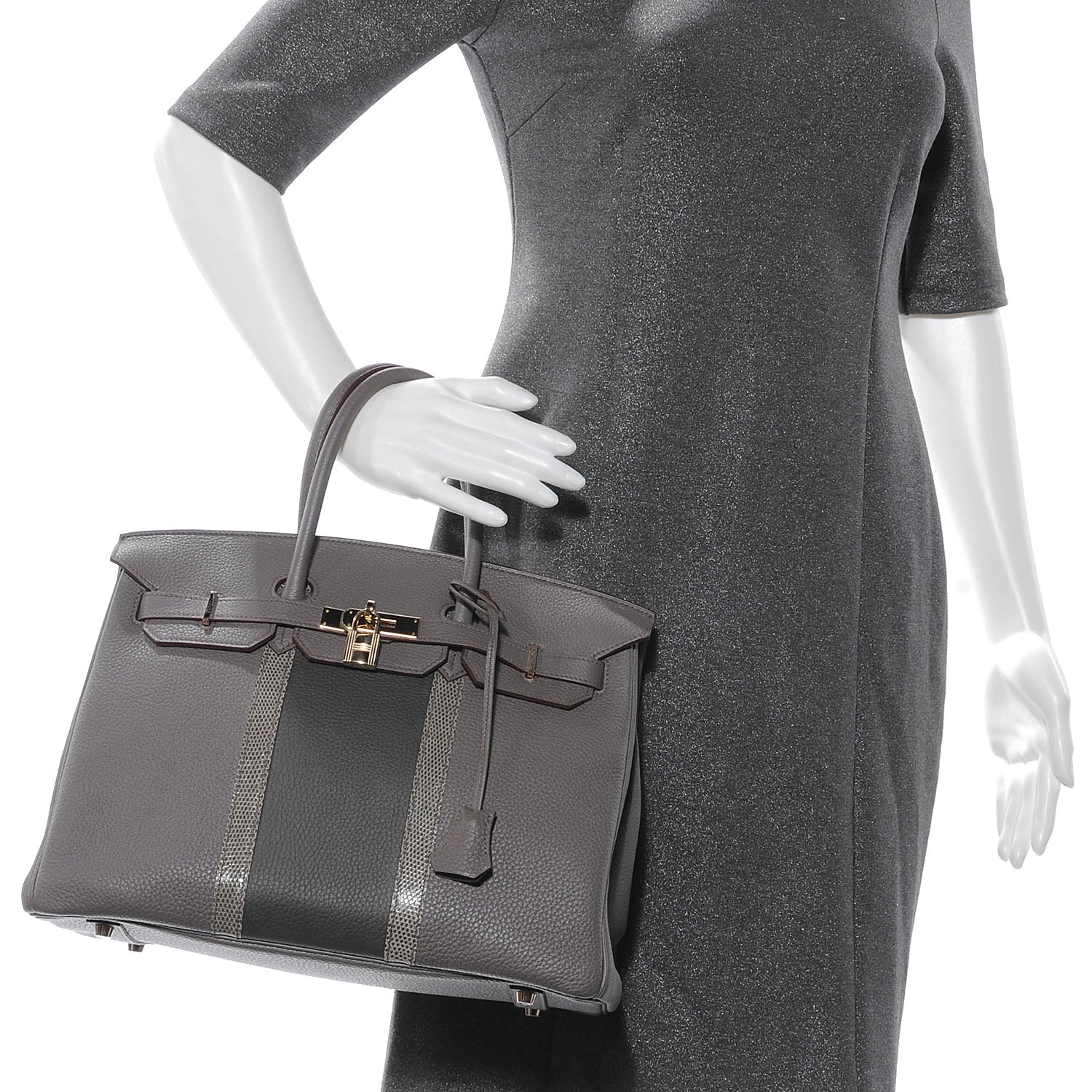 Hermes Taurillon Clemence and Lizard Club Birkin 35 Etain 2 of 11