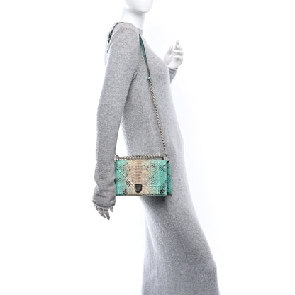 Christian Dior Snakeskin Gradient Small Diorama Flap Bag Turquoise Beige 2 of 11