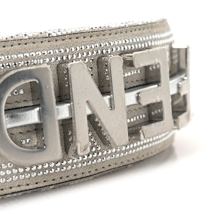 Fendi Crystal Vitello Laminato Suede FF Nano Fendigraphy Hobo Charm Grey 11 of 11
