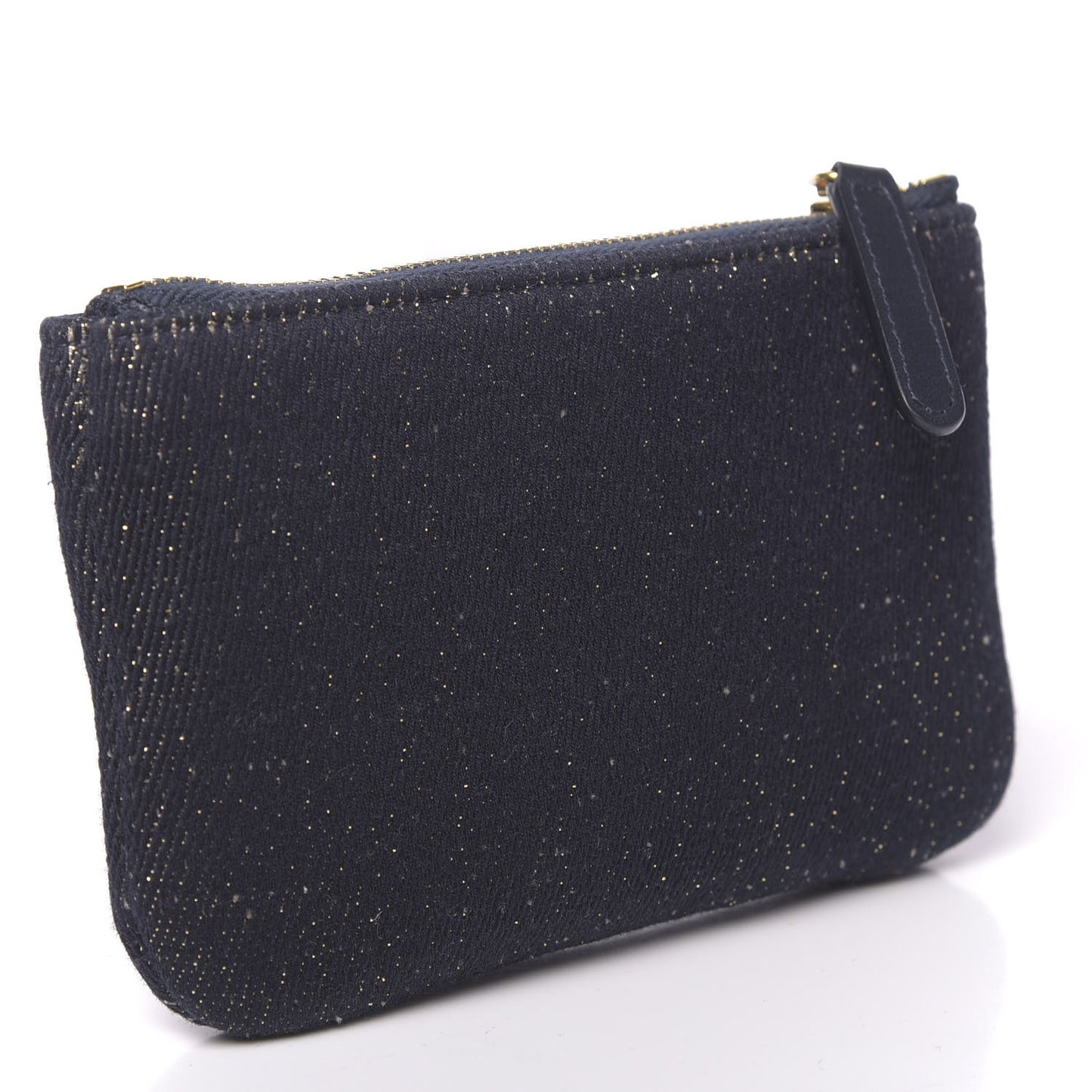 Lurex Canvas Deauville Cosmetic Pouch Navy Blue Gold