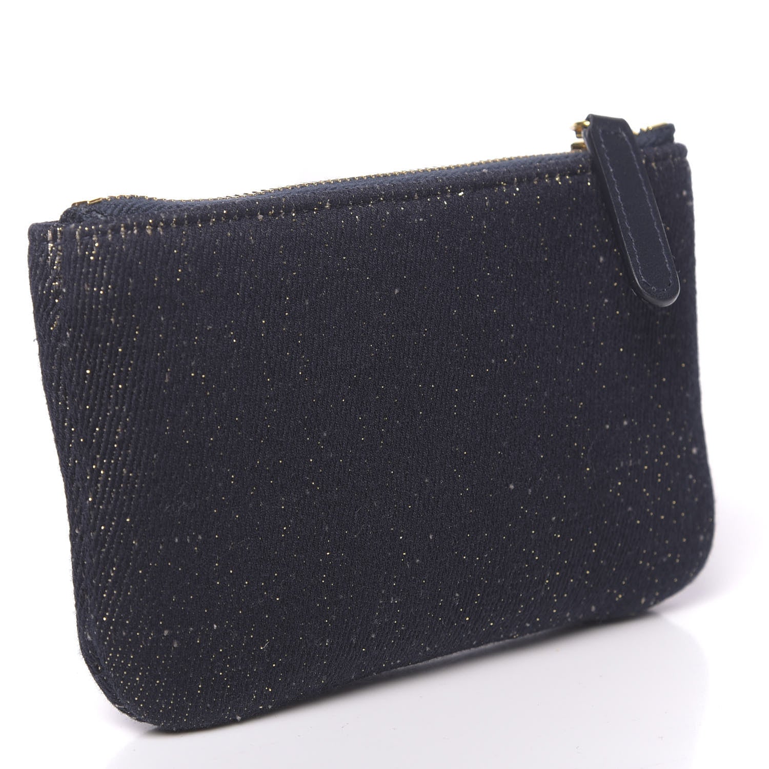 Chanel Lurex Canvas Deauville Cosmetic Pouch Navy Blue Gold 3 of 8
