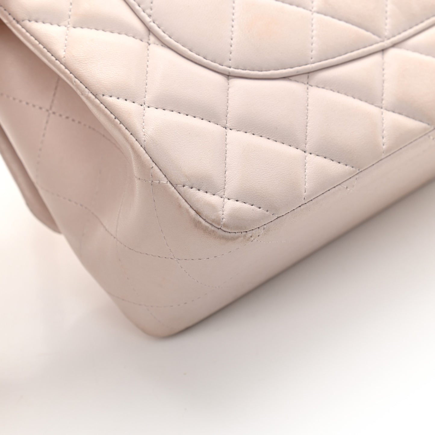 Lambskin Quilted Jumbo Double Flap Light Pink