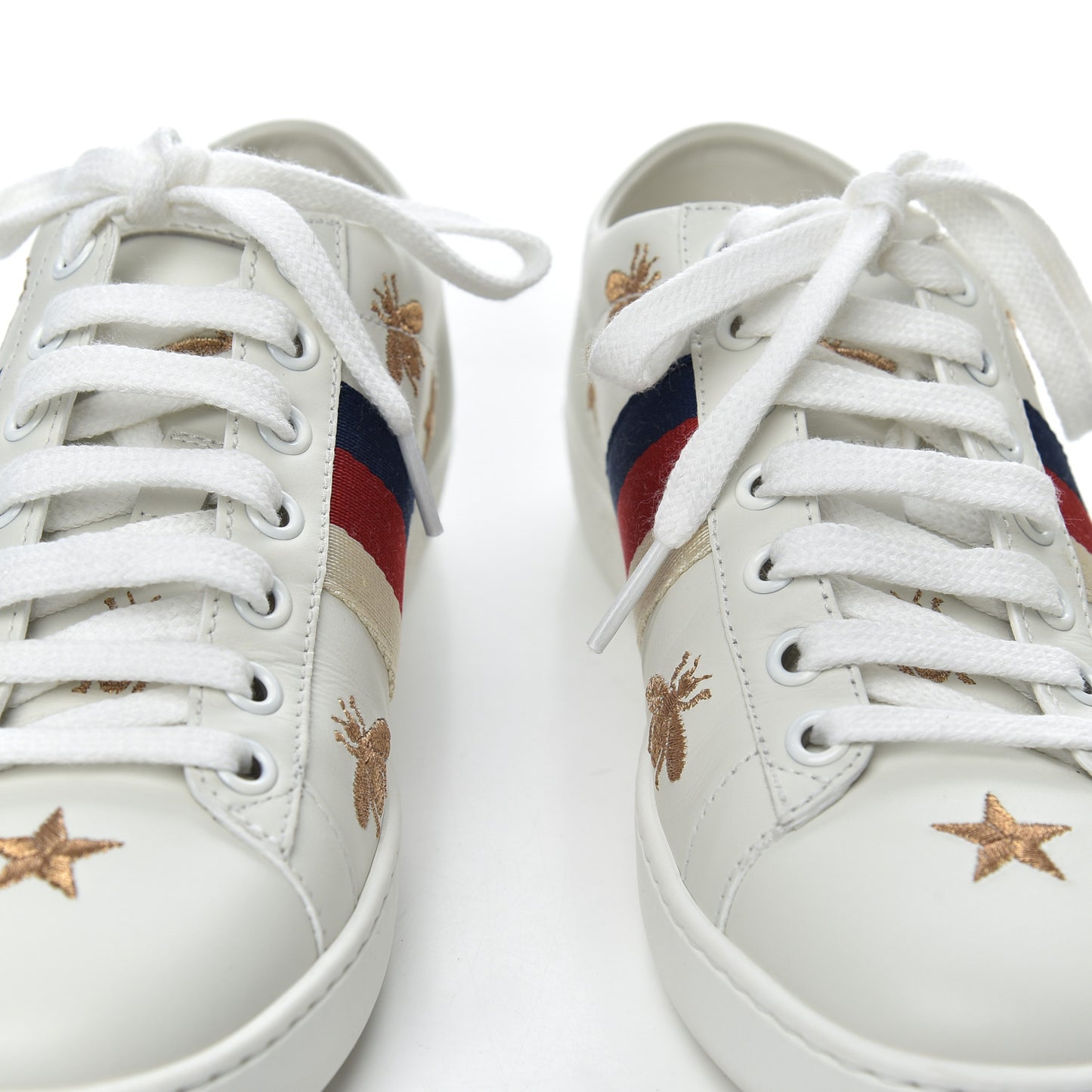 Calfskin Bee Star Embroidered Sylvie Web Ace Sneakers 35.5 White