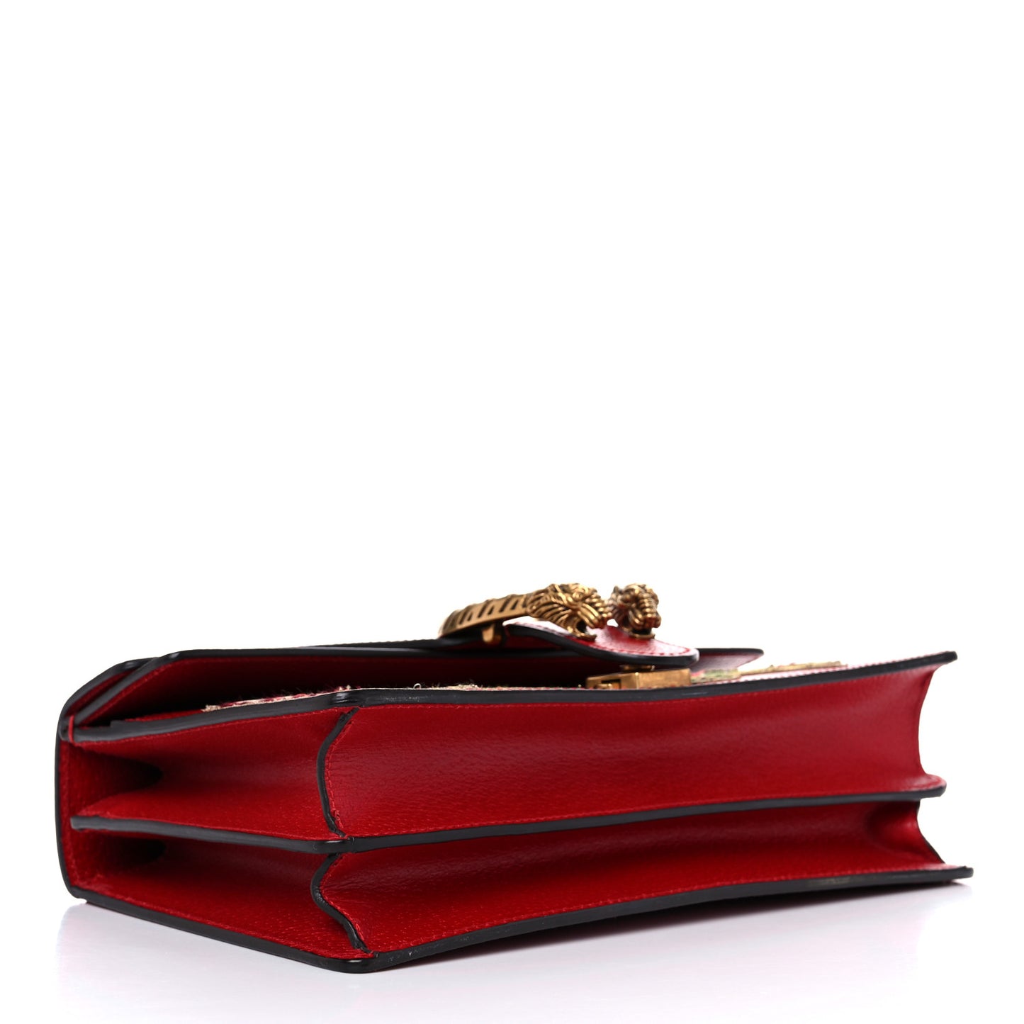 Calfskin Web Floral Embroidered Small Dionysus Shoulder Bag Hibiscus Red